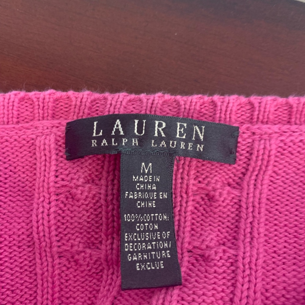 Ralph Lauren Vibrant Pink Cable Knit Sweater - Picture 2 of 7